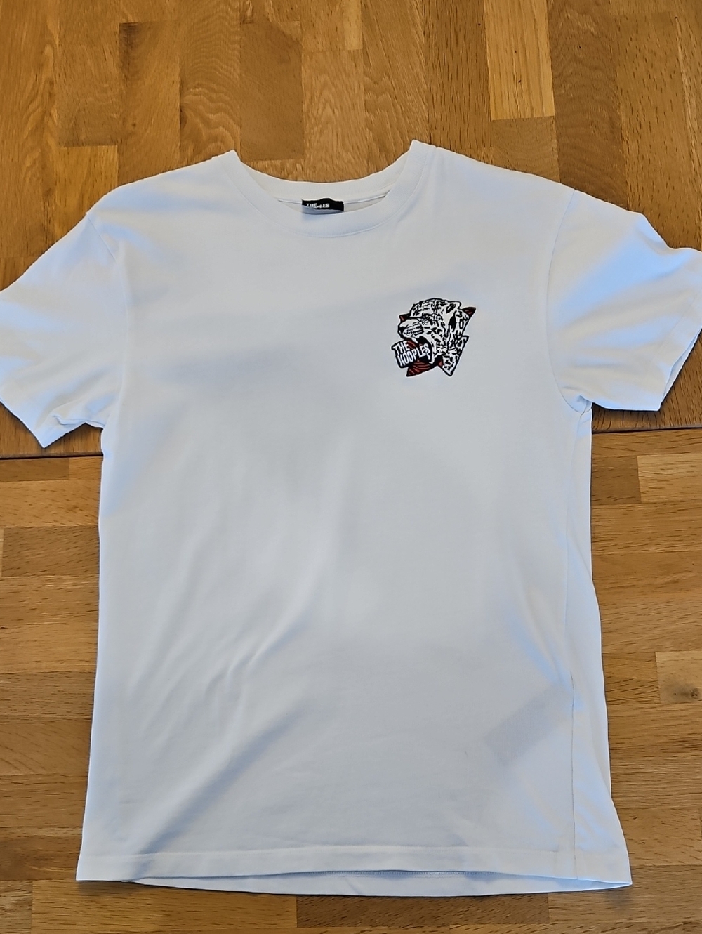 The Kooples White Short Sleeve Tee with Leopard Chest Graphic